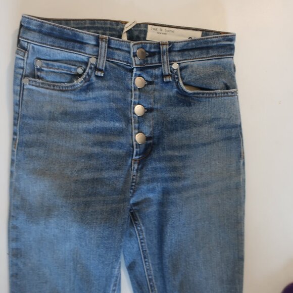 Womens Rag & Bone Blue Farrah Nina High-Rise Ankle Skinny Denim Jeans 23 - Picture 4 of 14